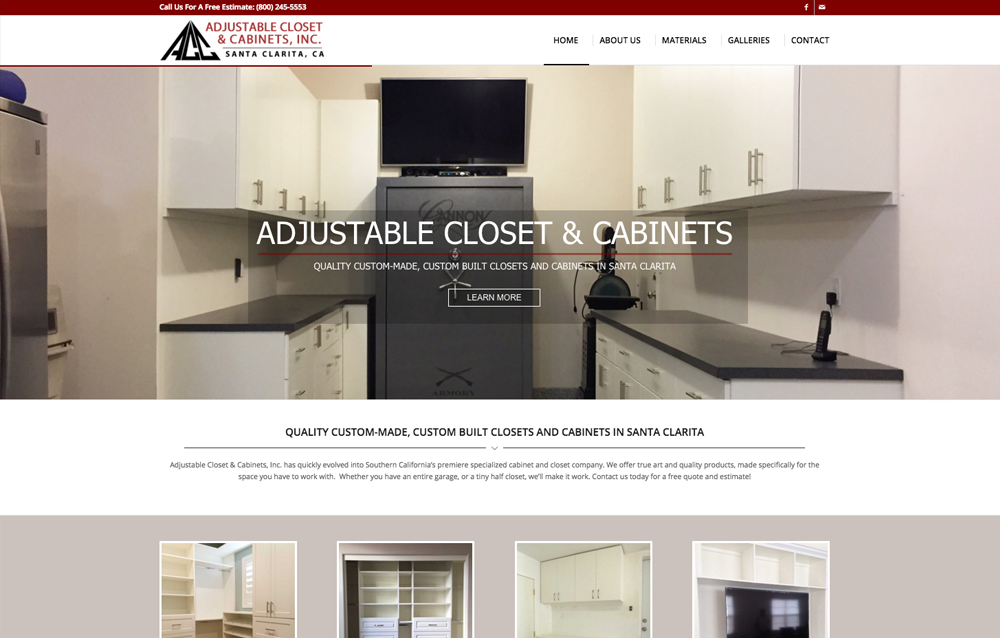 Adjustable Closet And Cabinets Santa Clarita Website Design